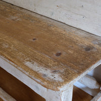 19th Century Gothic Painted Pine Hall Bench with Fretwork Detail