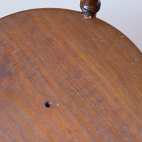 Customers name written of the base - Victorian mahogany cricket table with faux bamboo legs and two-tone finish