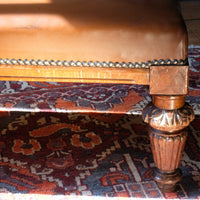 close up of carved leg - Victorian Oak and Leather Masonic Kneeling Bench Brighton Lodge Provenance