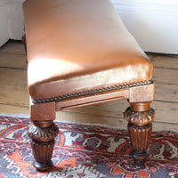 end view showing angled slant - Victorian Oak and Leather Masonic Kneeling Bench Brighton Lodge Provenance