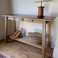 Arts & Crafts Mission Style Console Table – Solid Black Limba Wood