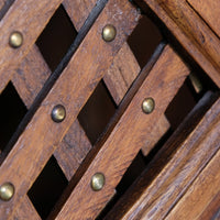 Vintage Linen Cupboard With Lattice Door With Stained Glass