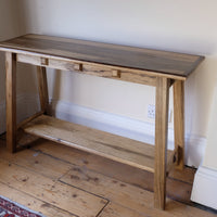 Arts & Crafts Mission Style Console Table – Solid Black Limba Wood