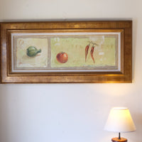 Abstract Triptych Oil On Canvas Fruit Painting by F Ferron – 20th Century Still Life Art