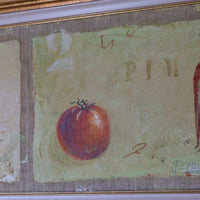 close up of fruit - Abstract Triptych Oil On Canvas Fruit Painting by F Ferron – 20th Century Still Life Art