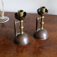 ate 19th century copper brass candlesticks in Dresser style