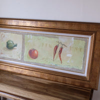 Abstract Triptych Oil On Canvas Fruit Painting by F Ferron – 20th Century Still Life Art