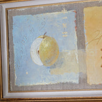 Triptych Oil on Canvas Fruit Painting by Frederique Ferron – Abstract Still Life Art