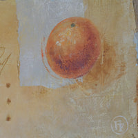 close up - Triptych Oil on Canvas Fruit Painting by Frederique Ferron – Abstract Still Life Art