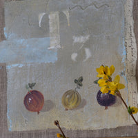 close up - Triptych Oil on Canvas Fruit Painting by Frederique Ferron – Abstract Still Life Art