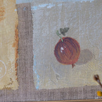 Unfinished style revealing raw linen canvas - Triptych Oil on Canvas Fruit Painting by Frederique Ferron – Abstract Still Life Art