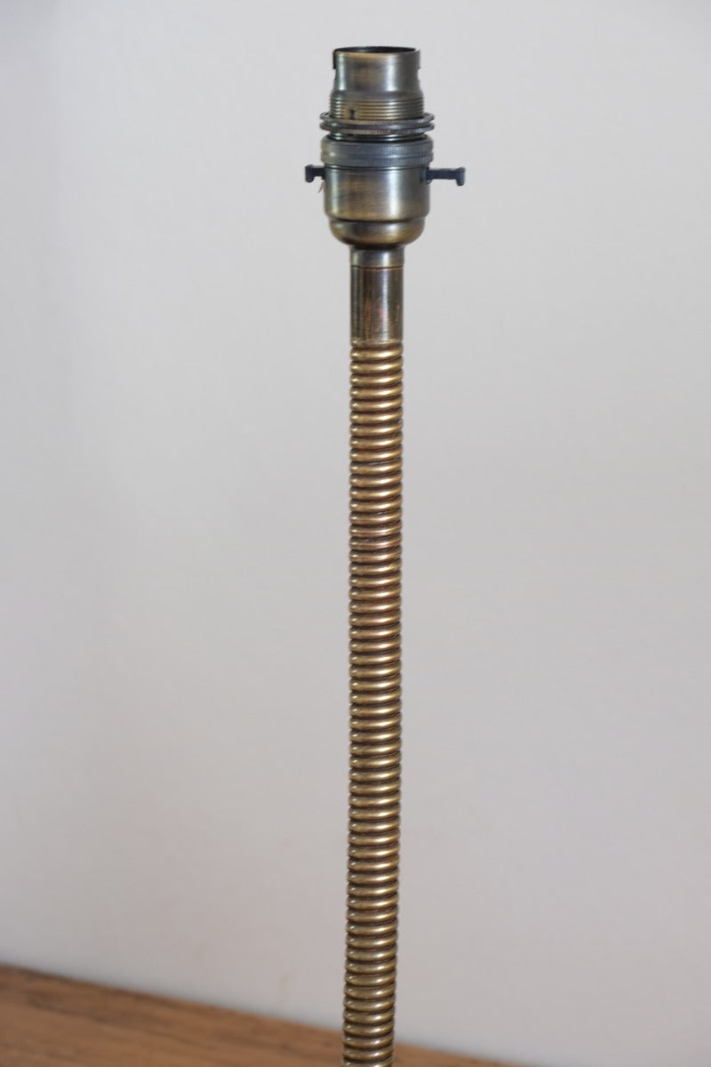 Arts & Crafts Brass Table Lamp with Flexible Stem, Hendecagon Base, c. 1900–1920