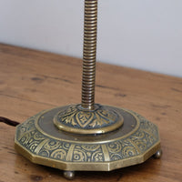Arts & Crafts Brass Table Lamp with Flexible Stem, Hendecagon Base, c. 1900–1920
