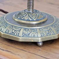 Arts & Crafts Brass Table Lamp with Flexible Stem, Hendecagon Base, c. 1900–1920