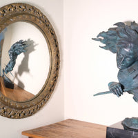 Large Bronze Sculpture Of A Lady Violin Player With A Verdigris Patination