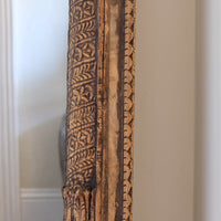 large antique Indian carved hardwood mirror with Indo-Islamic Moorish arch detail