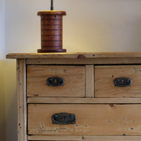 Victorian pine chest of drawers with cupboard base English antique