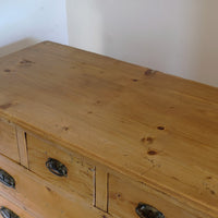 Top view - Victorian pine chest of drawers with cupboard base English antique