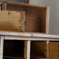 Victorian pine chest of drawers with cupboard base English antique