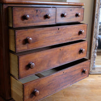 Drawers open - Victorian Mahogany Chest of Drawers – 2‑over‑3 Large Storage