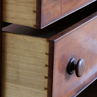 Close up of the dovetail drawer joints on a Victorian Mahogany Chest of Drawers – 2‑over‑3 Large Storage