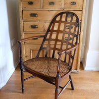 Rare Edwardian bentwood lattice back armchair attributed to Jas Shoolbred with pierced Arts & Crafts design