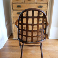 Back view - Rare Edwardian bentwood lattice back armchair attributed to Jas Shoolbred with pierced Arts & Crafts design