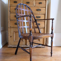 Rare Edwardian bentwood lattice back armchair attributed to Jas Shoolbred with pierced Arts & Crafts design