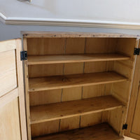 Inside the Early 19th Century English Pine Cupboard with Four Panel Doors