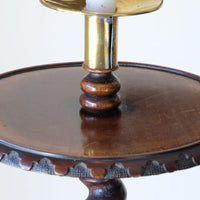 Rare Victorian walnut barley twist candle and wine stand with brass candle sconce and carved foliate decoration, circa 1870