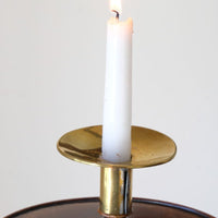 Rare Victorian walnut barley twist candle and wine stand with brass candle sconce and carved foliate decoration, circa 1870
