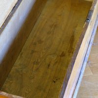 inside of a Early 19th Century English Elm Six Plank Coffer Chest With Internal Till
