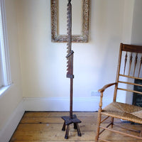Rare Arts & Crafts Carved Oak Ratchet Adjustable Candle Stand