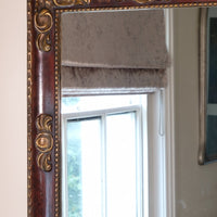 Edwardian antique painted wall mirror with claret lacquer and giltwood frame, circa 1910