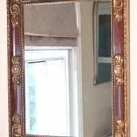 Edwardian antique painted wall mirror with claret lacquer and giltwood frame, circa 1910