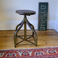 Industrial Swivel Stool Circa 1950 | Vintage Elm & Steel Workshop Stool