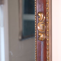 Edwardian antique painted wall mirror with claret lacquer and giltwood frame, circa 1910