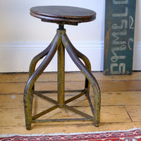 Industrial Swivel Stool Circa 1950 | Vintage Elm & Steel Workshop Stool
