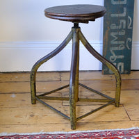 Industrial Swivel Stool Circa 1950 | Vintage Elm & Steel Workshop Stool