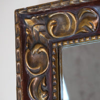 Edwardian antique painted wall mirror with claret lacquer and giltwood frame, circa 1910
