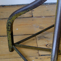 another close up aged paint on a Industrial Swivel Stool Circa 1950 | Vintage Elm & Steel Workshop Stool