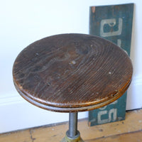 Top of stool seat on an Industrial Swivel Stool Circa 1950 | Vintage Elm & Steel Workshop Stool