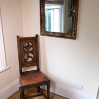 Edwardian antique painted wall mirror with claret lacquer and giltwood frame, circa 1910