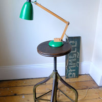 Industrial Swivel Stool Circa 1950 | Vintage Elm & Steel Workshop Stool