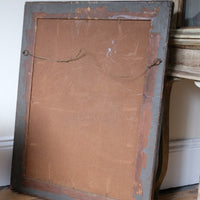 Back of Edwardian antique painted wall mirror with claret lacquer and giltwood frame, circa 1910