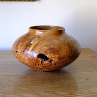 Signed Burr Elm Sculptural Vessel by Dr Tim Lawson (TDL), British Studio Woodturning in Burr Elm with Natural Organic Grain and Voids