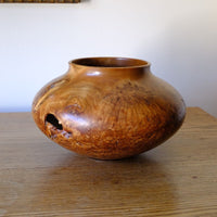Signed Burr Elm Sculptural Vessel by Dr Tim Lawson (TDL), British Studio Woodturning in Burr Elm with Natural Organic Grain and Voids