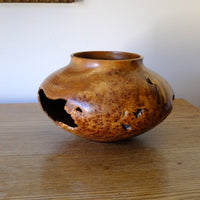 Signed Burr Elm Sculptural Vessel by Dr Tim Lawson (TDL), British Studio Woodturning in Burr Elm with Natural Organic Grain and Voids