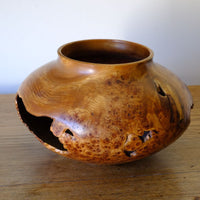 Signed Burr Elm Sculptural Vessel by Dr Tim Lawson (TDL), British Studio Woodturning in Burr Elm with Natural Organic Grain and Voids