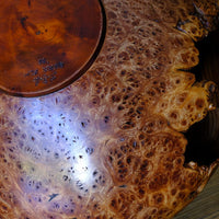 close up of the burr elm - Signed Burr Elm Sculptural Vessel by Dr Tim Lawson (TDL), British Studio Woodturning in Burr Elm with Natural Organic Grain and Voids